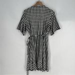 Passion Lilie Houndstooth Cotton Black White Ruffle Hem‎ Mini Wrap Dress Size XL Photo 8