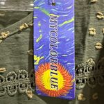 My Color Blue Boho Green Ruffles Blouse Dots Twee Casual Fall Medium Photo 1