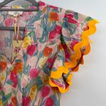 Entro dress rickrack detailing floral print colorful ric rac tulips lined L NWT Photo 1