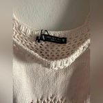 ZARA  White‎ Crochet Mini Knit Dress Sz L Photo 3
