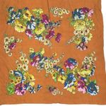 Vintage 60s Rust Floral Silk Square Scarf Wraps Photo 0