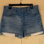 Madewell  High Rise Raw Hem Medium Wash Denim Short Photo 0