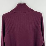 Madewell Hickory sweater women's M wool blend rib knit turtleneck maroon wine Photo 3