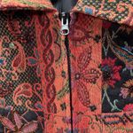 Ellen‎ Fig Womens Medium Multi Color Floral Full Zip Lined Beaded Blazer Jacket Orange Photo 5