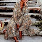 Free People  Feeling Groovy Maxi Dress In Black Small Photo 1