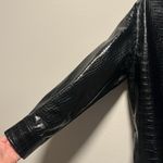 Open Edit  Croc Texture Faux Leather Shirt Jacket, Black, Size S Photo 4