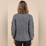 Moon River Hesper Heather Grey Cable Knit Lace-Up Cardigan Sweater One Size NWT Photo 2