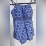 Sea y sand Blue Geometric One Piece Swimsuit with Neckline Size 12 Photo 3