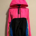 Rue 21 EUC Multicolor Neon Color Blocking Y2K Windbreaker 2 pockets size medium Photo 0