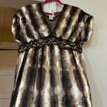 Brown Tie Dye Dress‎ V Neck Short Sleeve Elastic Waist Casual M Size M Photo 3