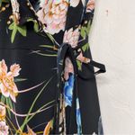 Hello Molly  Black Peach Green Floral Mini Wrap Dress Sleeveless Ruffled Women 10 Photo 4