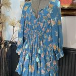 Free People  Camella Blue Floral Adjustable Mini Dress - Sz Med 🧡🎀 Photo 3