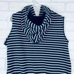 American Eagle Size M Navy White Striped Hoodie Vest Fleece Bird AE Womens Photo 9