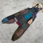 Handmade Patchwork Overall Maxi Baggy Jumpsuit Cotton Boho Hippie Multicolor L Brown Size L Photo 1
