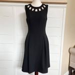 Eliza J  Black Sleeveless‎ Sheath Fit And Flare Pleated Cutout Mini Dress Photo 14