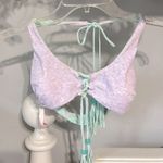Victoria's Secret  Bikini Top Reversible Boho Lavender Aquamarine Tassels Photo 1