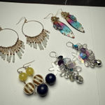 Dangle Drop Pierced Earrings Lot Of 4 Variety Mostly Bead / Beaded Photo 0