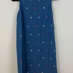 Vintage CLC | Blue Denim Sleeveless Dress with Floral Embroidery Size Small Photo 0