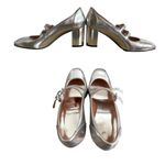J.Crew J.‎ CREW MAISIE MARY JANE HEELS SILVER METALLIC SIZE 8 1/2 LIKE NEW Photo 3