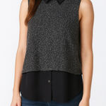 Sam Edelman  Sleeveless Sequined Collared Blouse Black Size L Photo 0