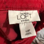 Loft 2000s y2k Red corduroy slim fit fitted button up long sleeve jacket with ruffle hemline and pockets Photo 2