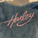 Harley Davidson  Jean vest. Zipper front. Rhinestone Harley on back. Size 1X Photo 1