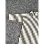 Anthropologie  WHIT Brown Ivory Funnel Neck Dress L Midi Striped Cotton Lagenlook Photo 13