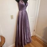 La Femme  Lavender/Gray  Spaghetti Strap V Neck Dress Size 4 NWT Photo 13