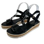 Marc Fisher  Black Leather Criss Cross Platform Cork Sandals Womens Size 7M‎ Photo 0