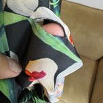 PatBo Kimono Sleeve Wrap Top black and green with white flowers blouse sz L Photo 13