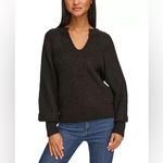 Karl Lagerfeld  Paris‎ Black Metallic Split Neck Lured Knit Holiday Sweater XL Photo 1