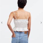 Madewell  Smocked Button-Front Top in Poplin in Eyelet White Size Small NWT Photo 2