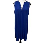 Amanda Uprichard Amanda Uprichared Michaela Lace Up Silk Shift Dress Deep Royal Blue Size S Photo 2