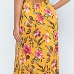 Urban Outfitters UO Sz S Gorgeous Halter Style Long Dress Gold W Pink Floral Print Photo 1