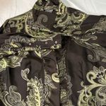 Ann Taylor Ann‎ Taylor 100% Silk Paisley Print brown and green ruffle front blouse Size 14 Photo 5