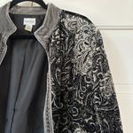 Chico's Size 3 Elegant Black Gray Velvet Burnout Paisley Blazer Jacket Size XL Photo 4