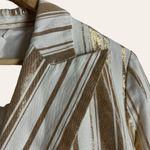 7 For All Mankind Women’s Shine Gold Cream Striped Double Breasted Blazer L Photo 8
