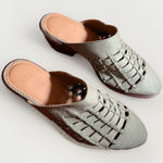 Woven Leather Mule Slides Womens 8 Sage Green Slip Photo 0