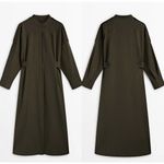 Massimo Dutti  Dress Midi Size L Wool Blend Long Sleeve Button Down Minim… Photo 3