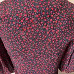 ZARA Red & Black Floral Puff Sleeve Sweetheart Crop Top Photo 8