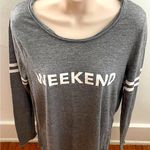 Chaser “Weekend” gray application striped sleeves loungewear sweatshirt, size L Photo 0