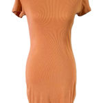 Theory  Size M Orange Ribbed Knit Bodycon Dress Photo 0