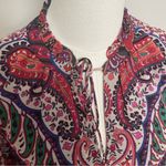 Loft  Dress Shift Ruffle Collar Lined Lightweight Floral Paisley Bold Bohemian Photo 4