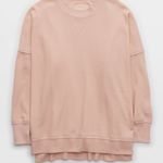 Aerie THE HAPPIEST TEXTURED OVERSIZED SWEATSHIRT PRETTY IN PINK Photo 3