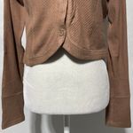 Area Stars New Ribbed Tulip Hem Cardigan Button Front Crop Top Brown Size Large Photo 5