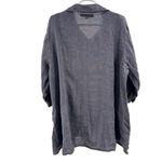 Flax  Dark Gray Button Down linen Shirt lagenlook 22-24 3/4 sleeve oversized Photo 1