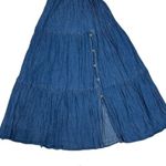 Vintage Crazy Cowgirl Tiered Maxi Skirt Concho Button Front Elastic Waist Sz Sm Blue Photo 8