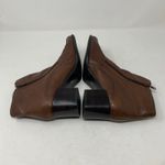 Vintage Y2K 90s Square Toe Brown Leather Side Zip Bootie Ankle Boot Sunburst 9.5 Photo 6