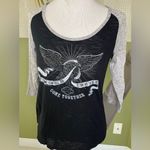 Harley Davidson 3/4 sleeves black gray scoop neck tee shirt Size M Photo 3