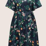 Bloomchic Fruit Print Flutter Sleeve Belted Midi Dress Photo 6